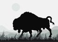 Black isolated silhouette of a bison Royalty Free Stock Photo